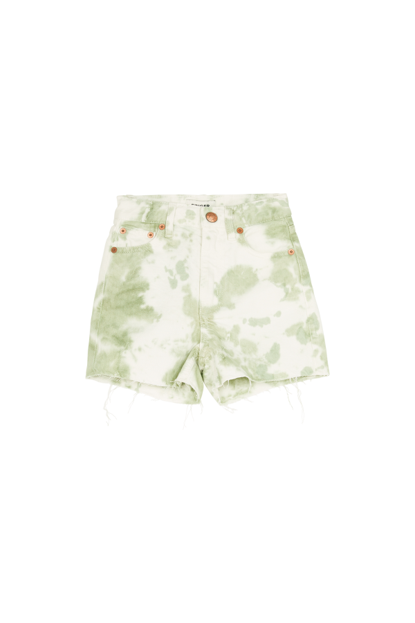 CHERRYL Pistache Tie & Dye - High Waist 5-Pocket Shorts Discount