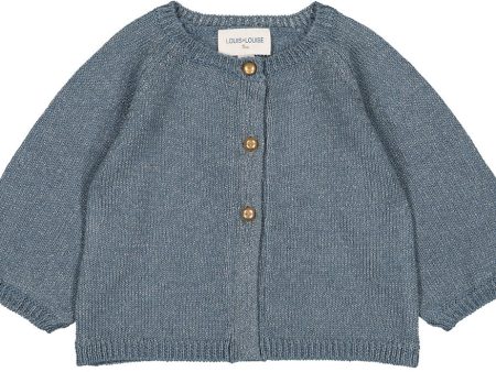 Cardigan Gulsah Knitted Wool Blend Lurex Blue For Cheap