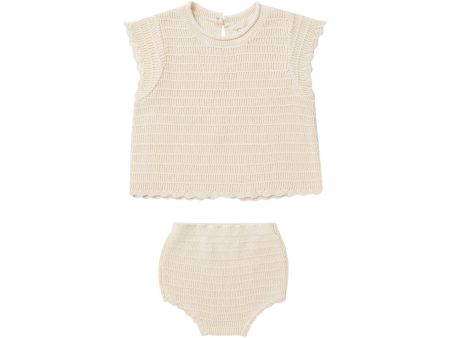 Scallop Knit Baby Set Natural Sale