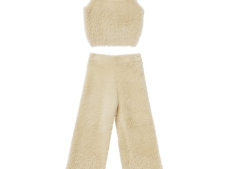 Fuzzy Knit Lounge Set Champagne For Sale