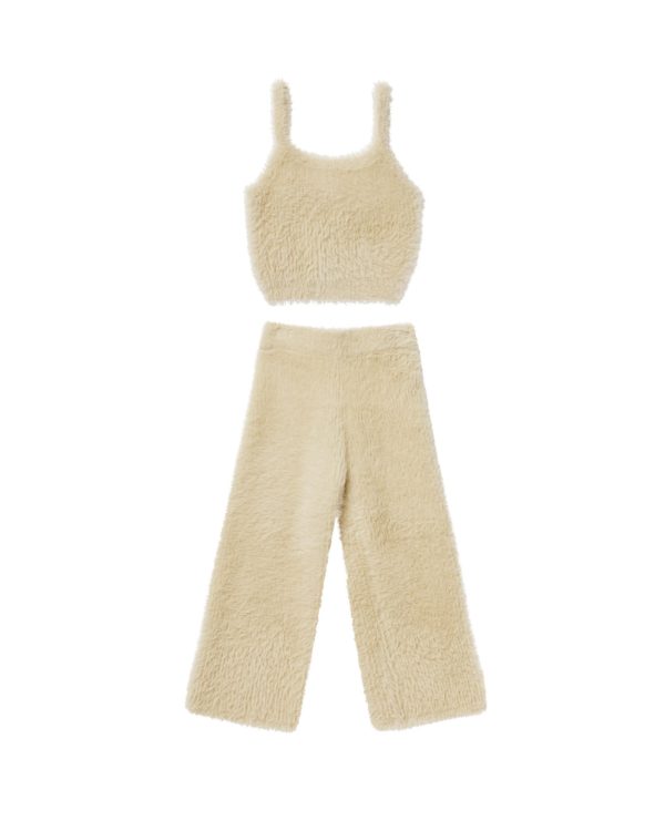 Fuzzy Knit Lounge Set Champagne For Sale