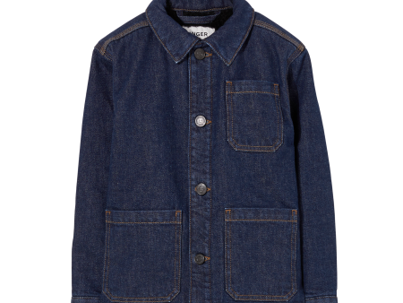 WARREN Raw Denim Blue - Multipocket Jacket Hot on Sale