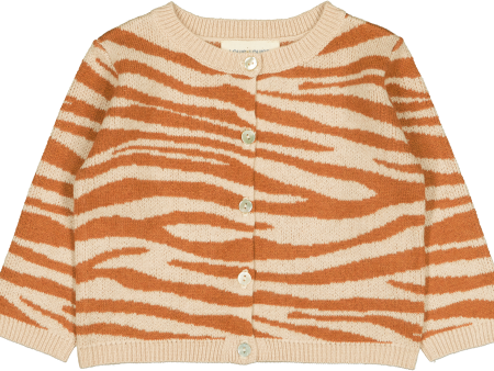 Cardigan Vianna Knitted Wool Zebra Caramel   Champagne For Cheap