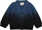 Cardigan Hubert Knitted Wool Blend Dip Dye Navy Black Hot on Sale