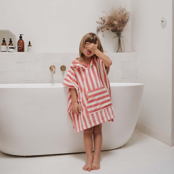 Suzon Bath Poncho Strawberry White Sale