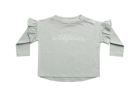 Ruffle Longsleeve Tee Wildflower Blue Fog Online now