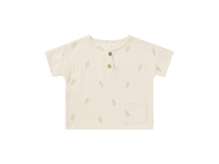 Woven Henley Tee Pineapple Hot on Sale