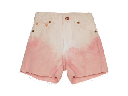 CHERRYL Milky Pink Dip Dye - High Waist 5-Pocket Shorts on Sale