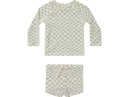 Rash Guard Boy Set Seafoam Check Supply