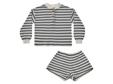 Waffle Knit Set Navy Stripe Fashion