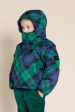 SNOWFALL Ink Blue Checkers - Down Jacket Hot on Sale