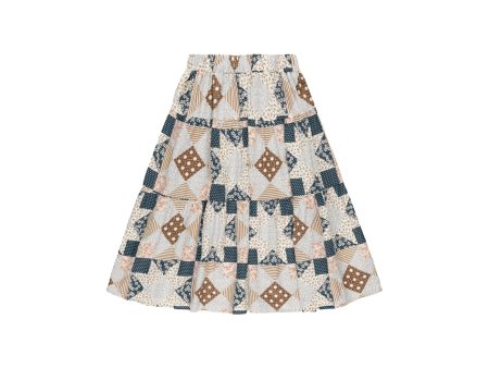 Tiered Midi Skirt Patchwork on Sale