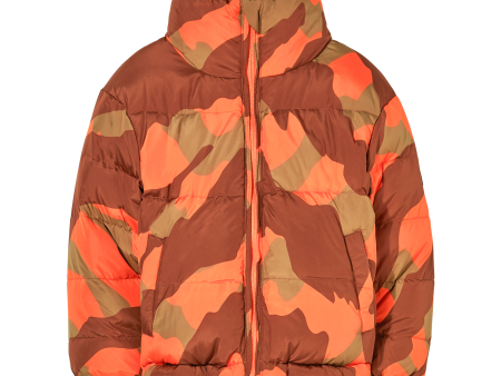 SNOWTY Pop Orange Zebra - Reversible Down Jacket Cheap