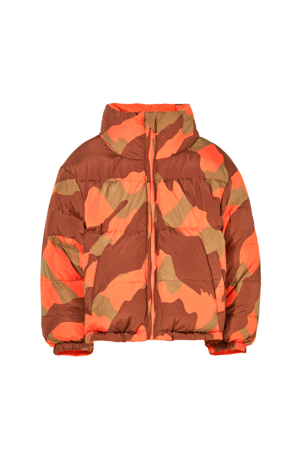 SNOWTY Pop Orange Zebra - Reversible Down Jacket Cheap