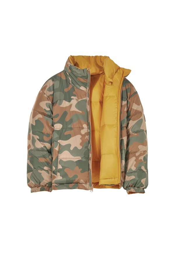 SNOWTY Warm Yellow Earth Camo - Reversible Down Jacket For Cheap