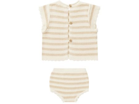 Scallop Knit Baby Set Sand Stripe Online Hot Sale