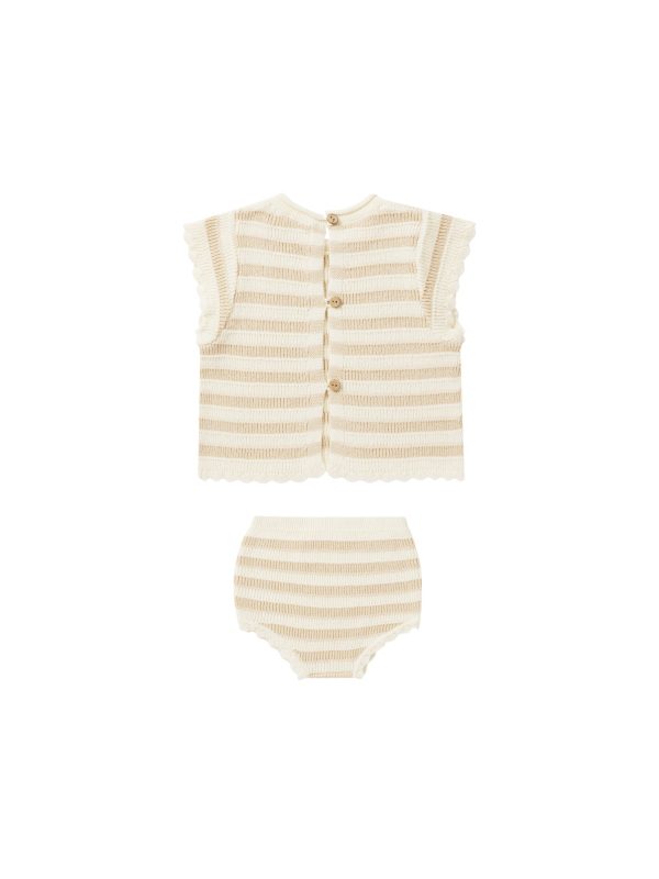 Scallop Knit Baby Set Sand Stripe Online Hot Sale