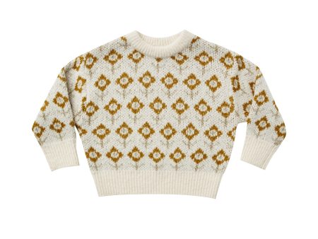 Knit Pullover Vintage Floral Ivory Online now