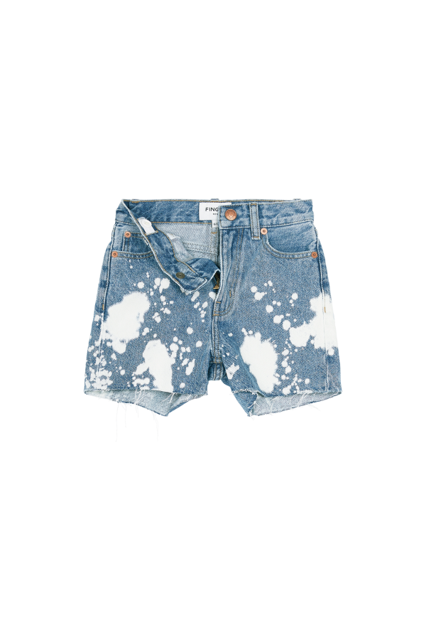 CHERRYL Bleached Blue White Spots - High Waist 5-Pocket Shorts Online