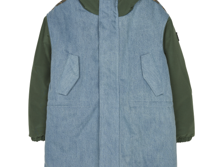 LAW Blue Denim - Reversible Hooded Parka For Cheap