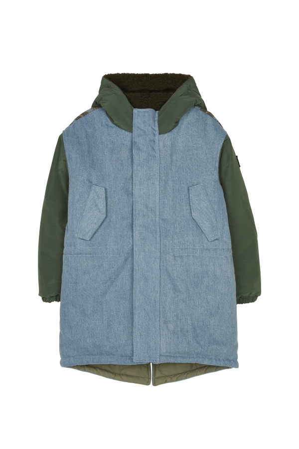 LAW Blue Denim - Reversible Hooded Parka For Cheap