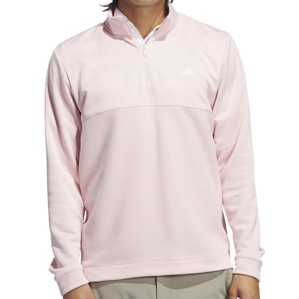 adidas Ultimate365 Textured 1 4 Zip Pullover - Sandy Pink For Cheap