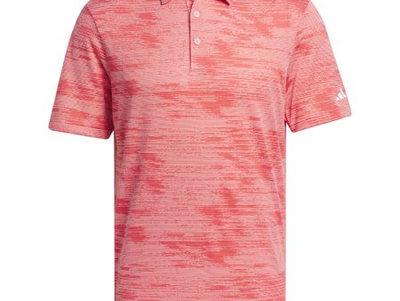 adidas Ultimate365 Textured Stripe Polo Shirt - Semi Pink Spark Better Scarlet Cheap